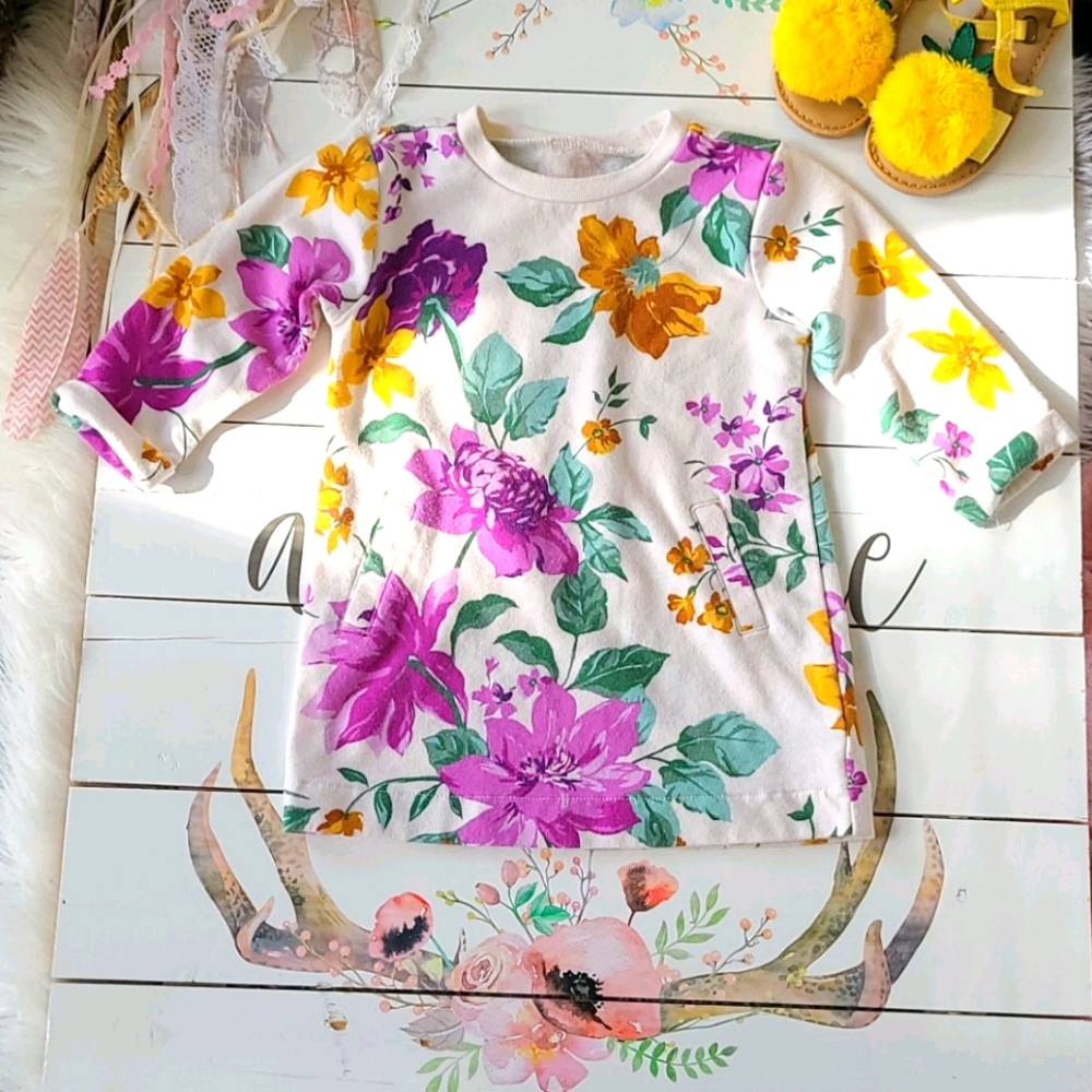 Girls 6-12 Month Boho Floral Print shirt w/ cuffs